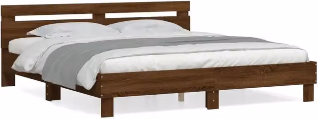 Letto matrimoniale | Letto per adulti | Giroletto Testiera Rovere Marrone 200x200 cm Legno Multistrato
