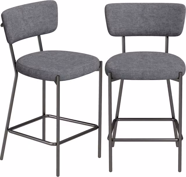 Set di 2 sgabelli da bar imbottiti Minimal grigi