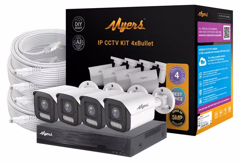 Set di telecamere PoE, 4 porte da 5 MP, 4 telecamere bullet Myers