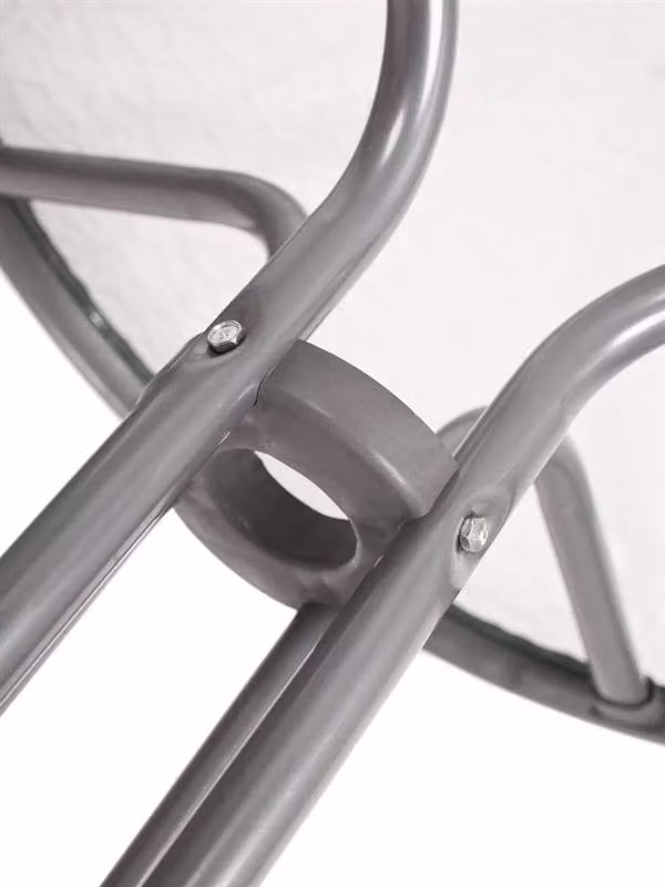 Tavolo in metallo con piano in vetro 60 cm, argento