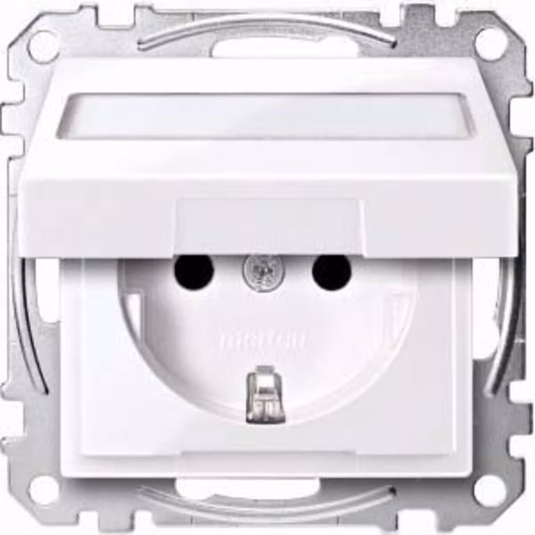 Presa SCHUKO con coperchio ribaltabile, interruttore per luce e scrittura, BRS, StK, finitura lucida, sistema M