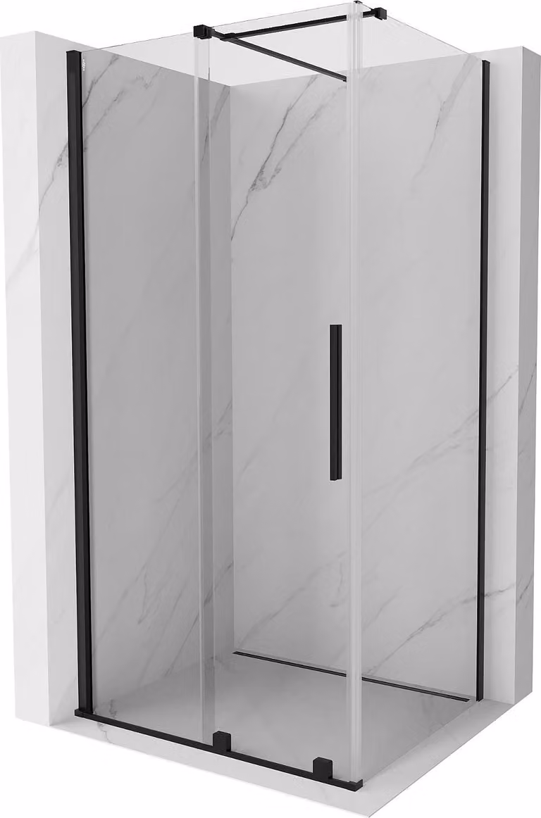 Mexen Velar cabina doccia scorrevole 100 x 80 cm, trasparente, nero - 871-100-080-01-70