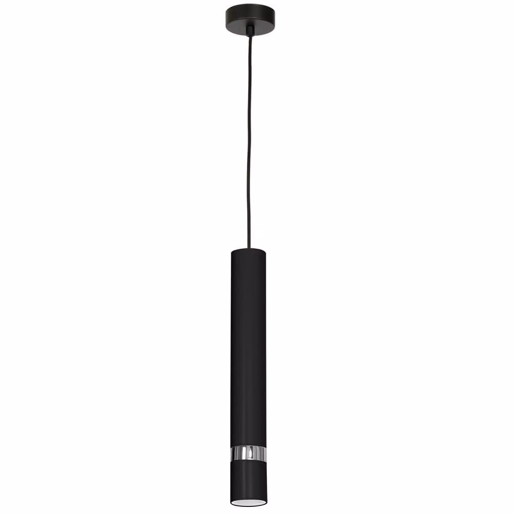 Lampada a sospensione Rondo nero/cromo, luce singola