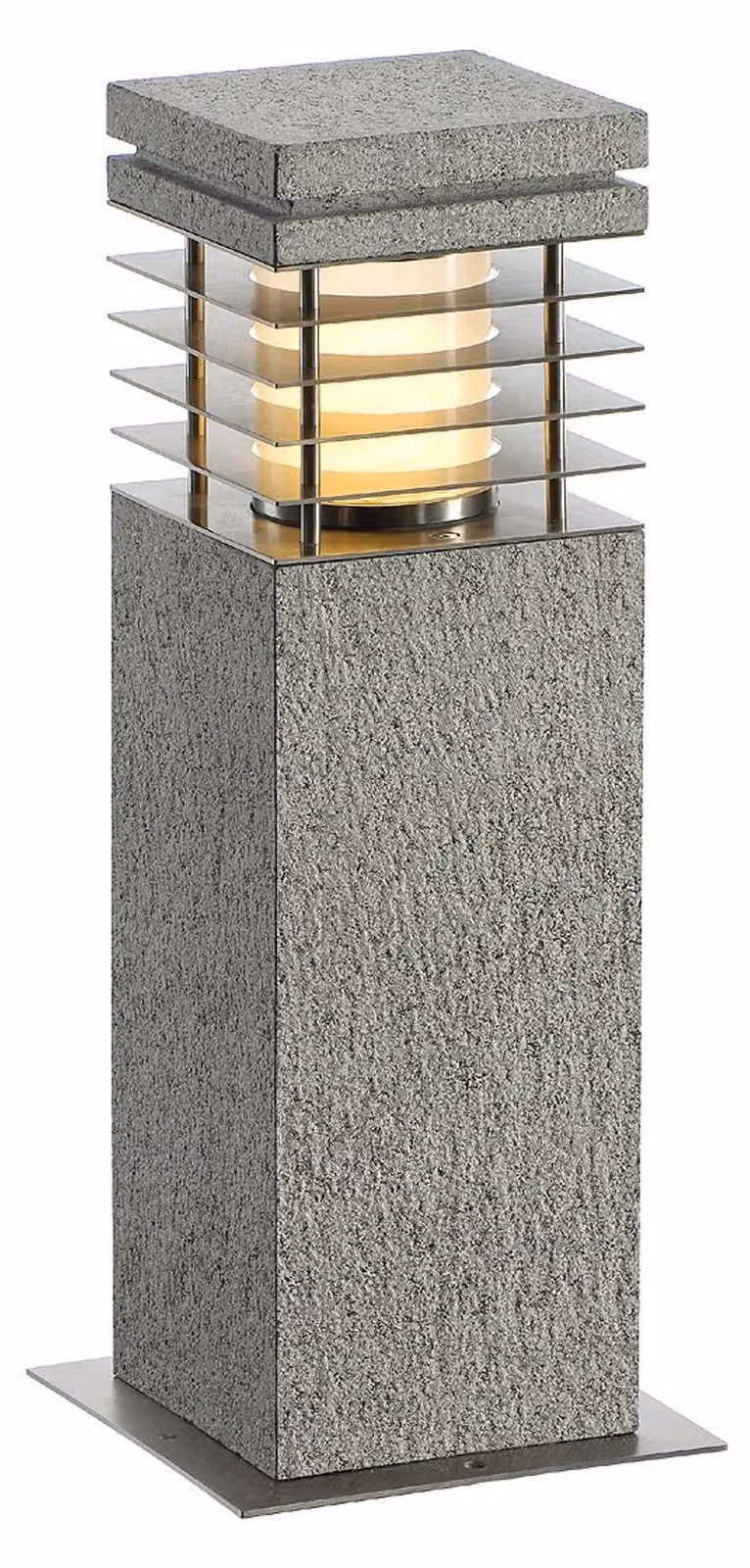 SLV 231410 ARROCK GRANITE 40: Lampada da terra in granito, finitura "salt & pepper", attacco E27, massimo 15W