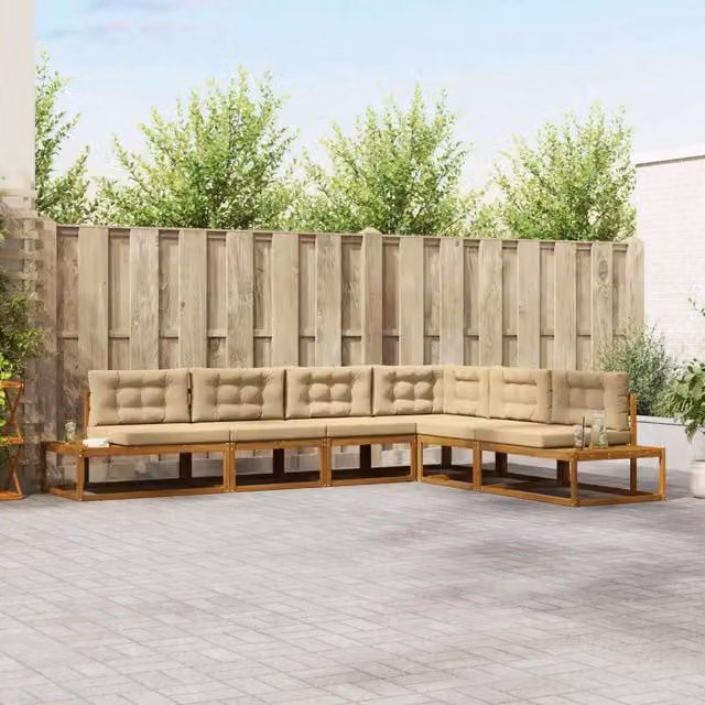 Set di divani da esterno 6 pz Naturale e Beige 3368146