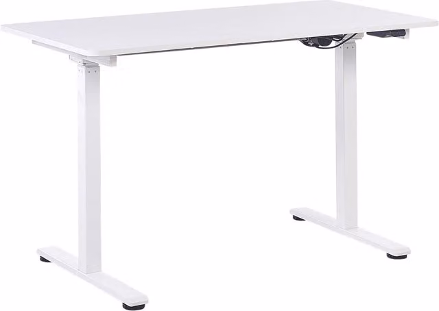 Scrivania elettrica regolabile in altezza BELIANI bianca con piano in MDF e struttura in metallo L: 120 cm, P: 60 cm – 1