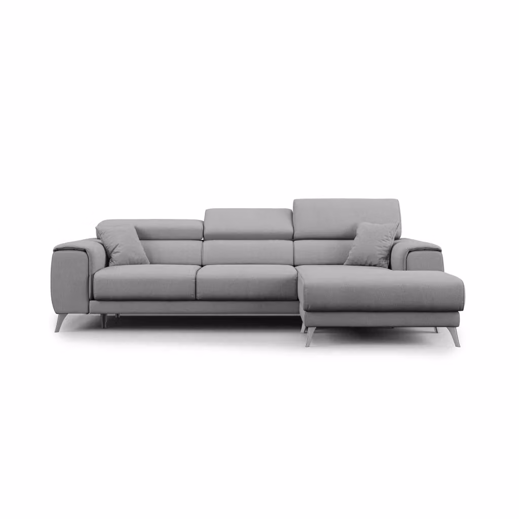 Divano angolare Fusion Divani.Store in tessuto grigio con sedute scorrevoli e configurazione sinistra L/P: 260 cm – 2