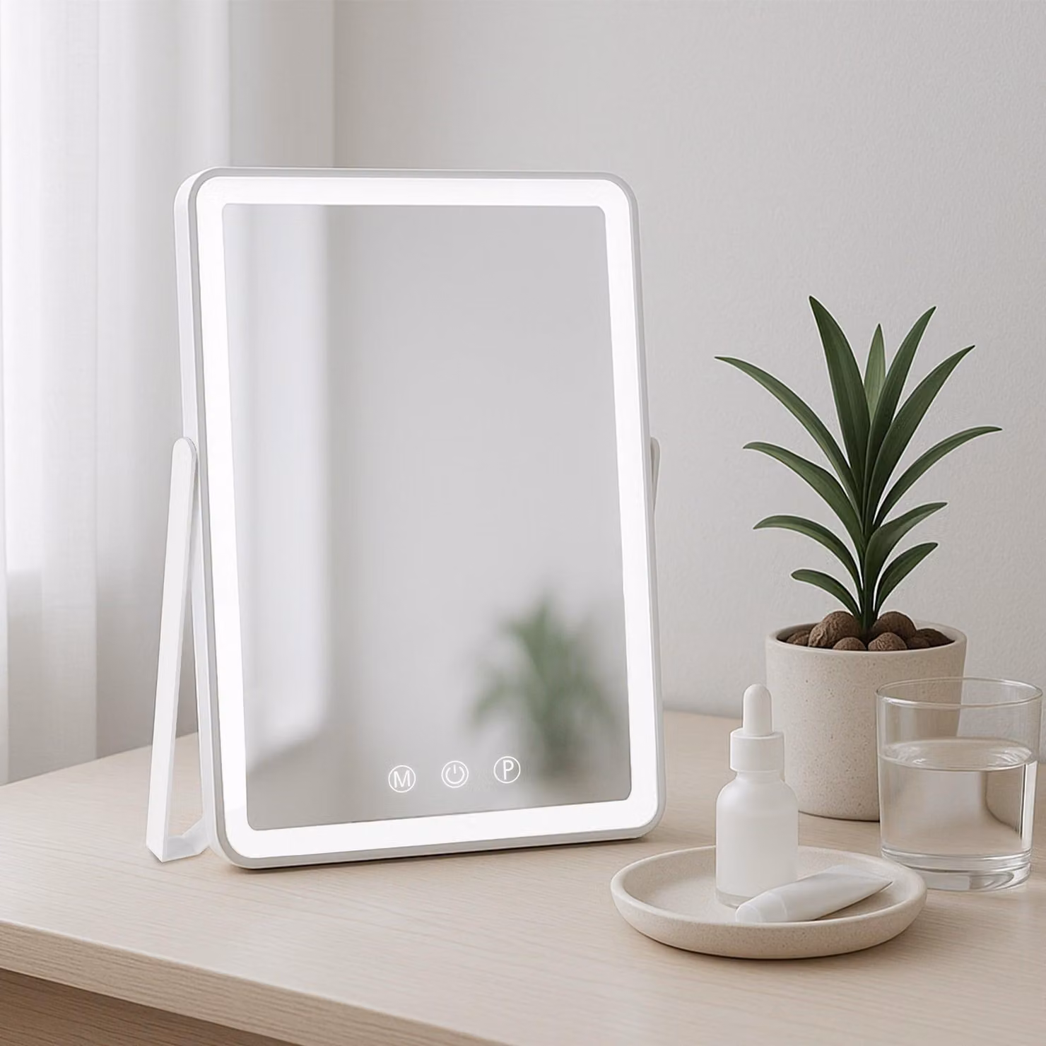 Specchio per il trucco Caistor, colore: bianco