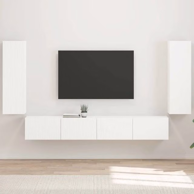 Set di Mobiletto da TV a Parete 4 pz Bianco 3408925