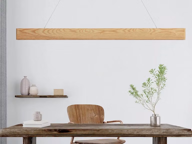 Lampadario in legno sospeso, realizzato in legno massello, con tecnologia LED, 22W / 1200 lumen - Modello WRL0121