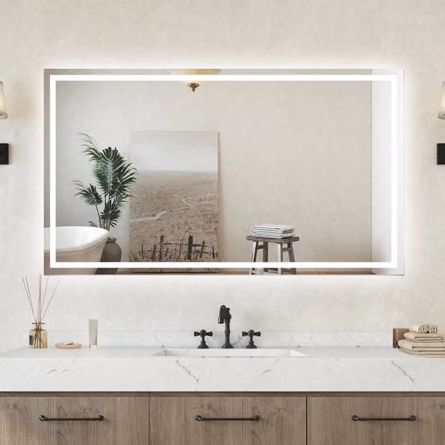 Specchio bagno Rettangolare 140x80cm Retroilluminato Con Led, Antiappannamento + 3 Luci