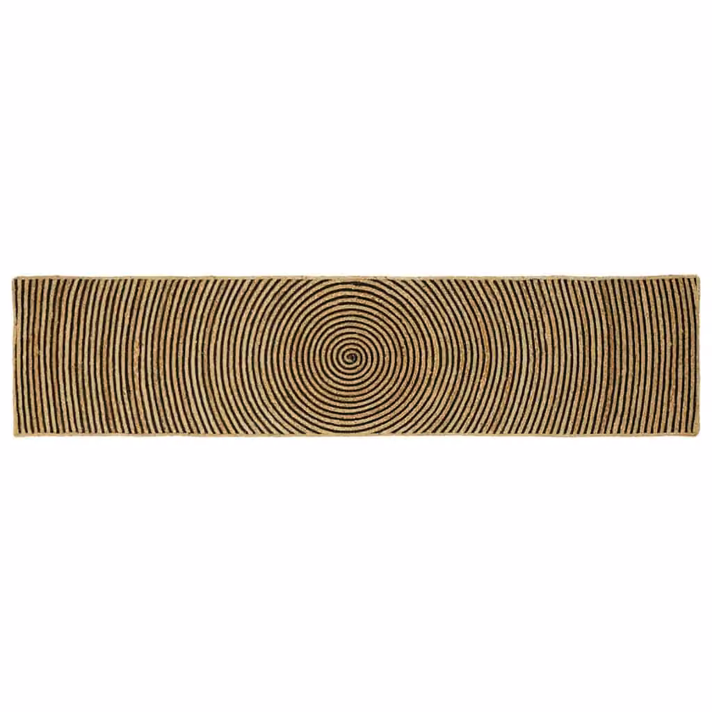 Tappeto da area vidaXL in juta nero e beige, moderno e lavabile, L 250 x P 60 cm