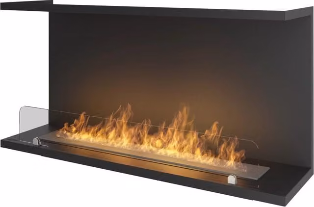 Caminetto a Bioetanolo da Incasso di Design Infire C1000 V.2 Nero con Vetro Aperto su 3 Lati e Bruciatore da 2 Litri