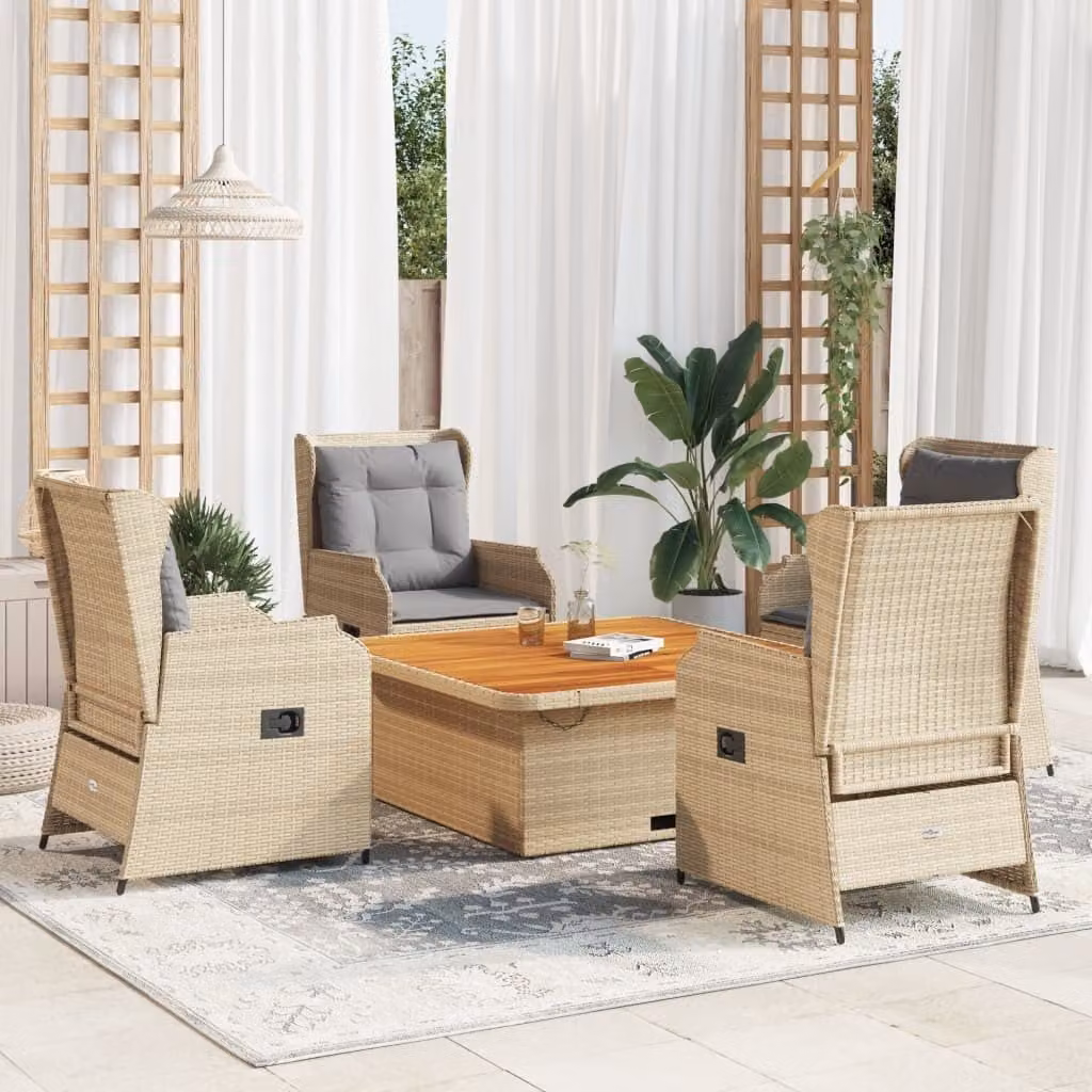 Maison Exclusive - Set da giardino 5 pezzi con cuscini in polyrattan beige
