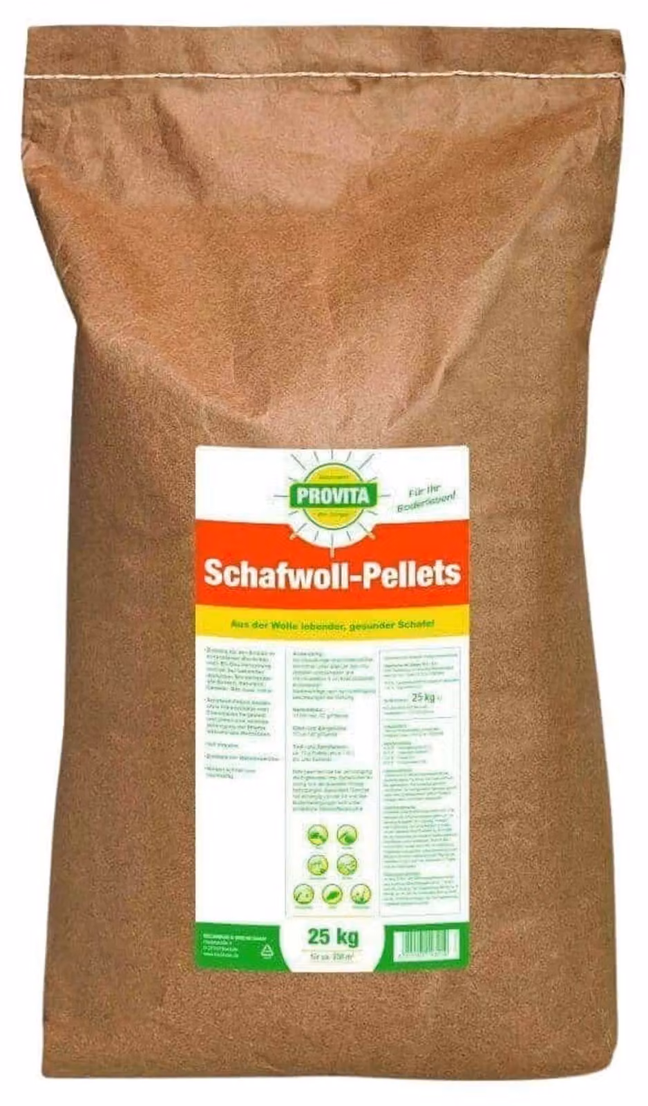 Pellet di lana di pecora 25 kg, Concime organico 11,7+5,4 per ca. 250m²
