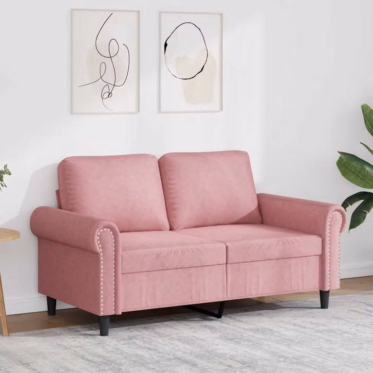 vidaXL Divano a 2 Posti Moderno in Velluto Rosa con Struttura in Metallo