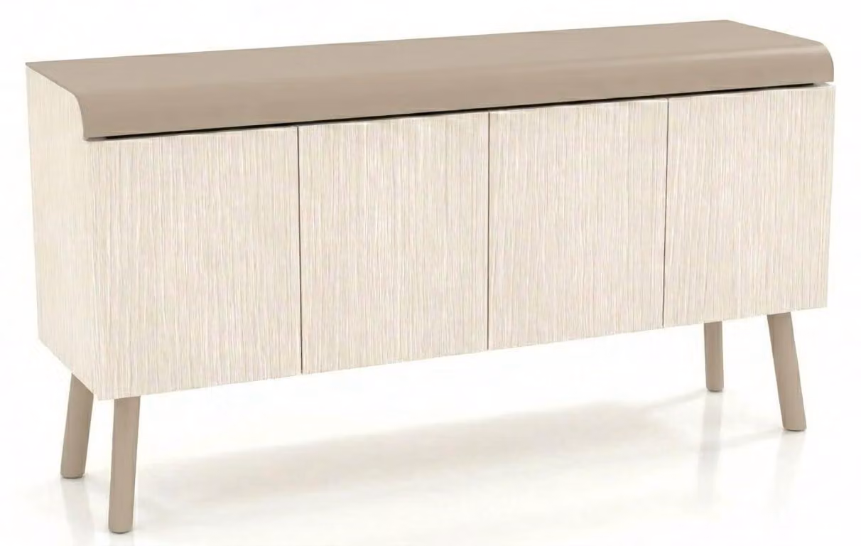 Mobile contenitore laterale moderno, legno beige, ideale per l'ufficio, colore beige