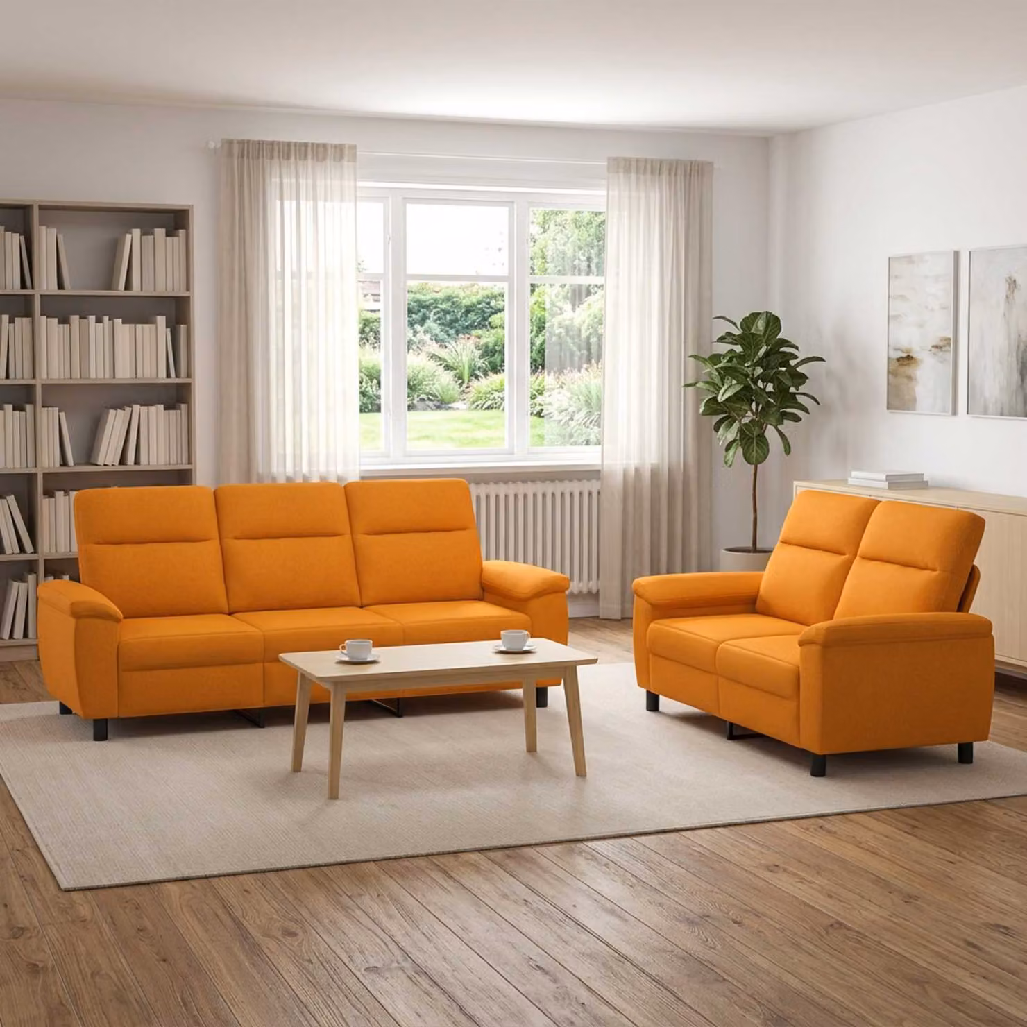 Set di 2 divani moderni vidaXL in tessuto giallo scuro con struttura in metallo per il tuo soggiorno