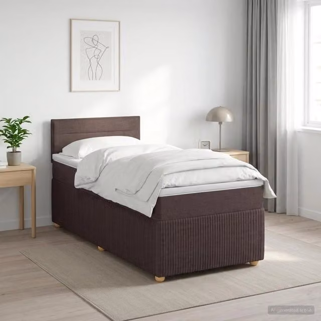 Letto box spring con materasso ibrido vidaXL Marrone e Bianco L/P: 90 x 200 cm – 1