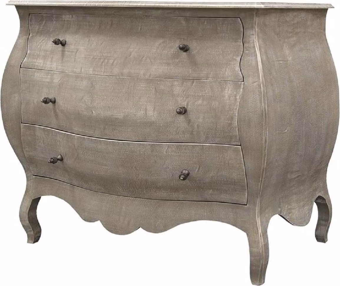 Casa Padrino cassettiera in legno massiccio con 3 cassetti grigio - Mobili in stile rustico fatti a mano - Qualità eccellente