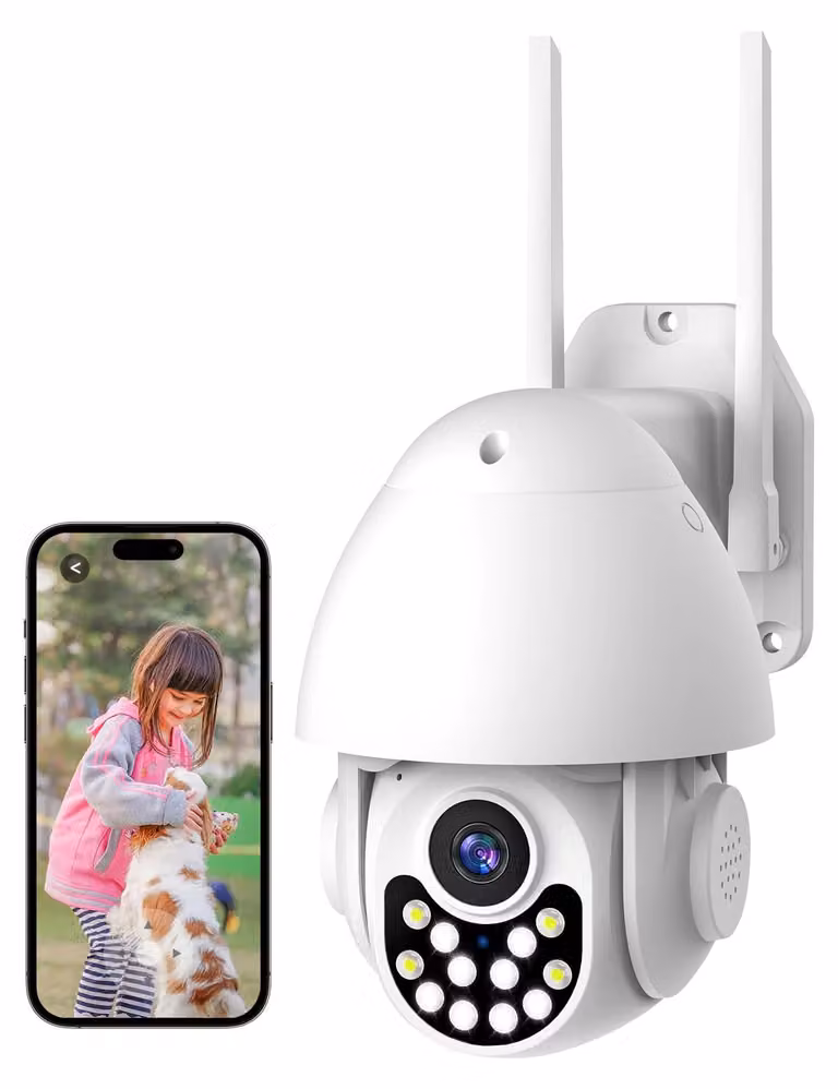 Telecamera di sicurezza wireless 1080p per esterni - Audio bidirezionale - Materiale plastico - Impermeabile IP66