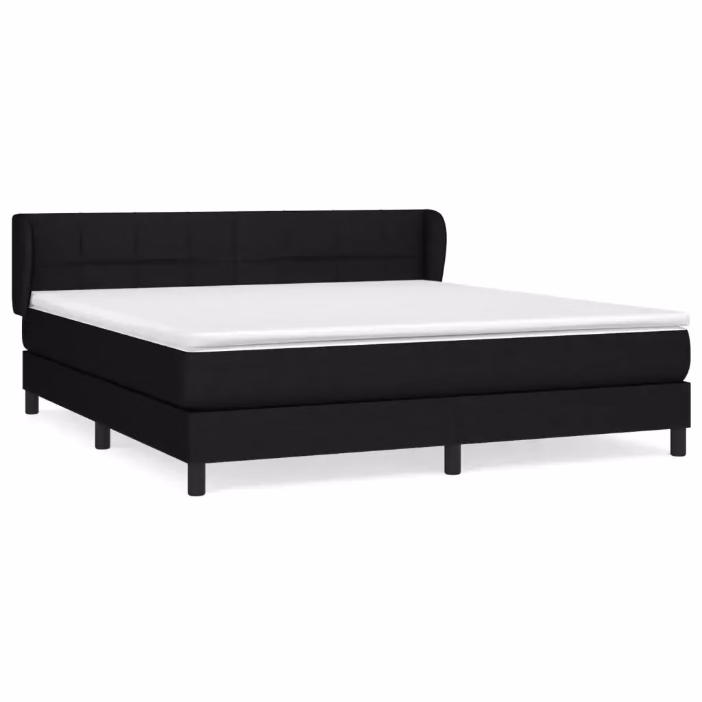 vidaXL Letto Ibrido con Giroletto a Molle e Materasso in Tessuto Nero e Bianco L/P: 180 x 200 cm – 2