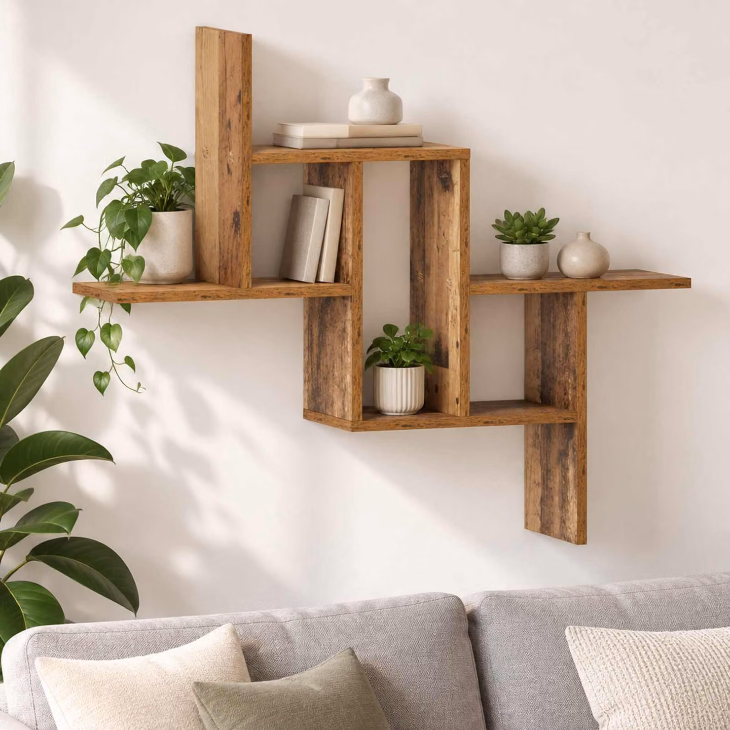 Scaffale da parete vidaXL in legno marrone stile moderno L: 87 cm, P: 17 cm, H: 75 cm