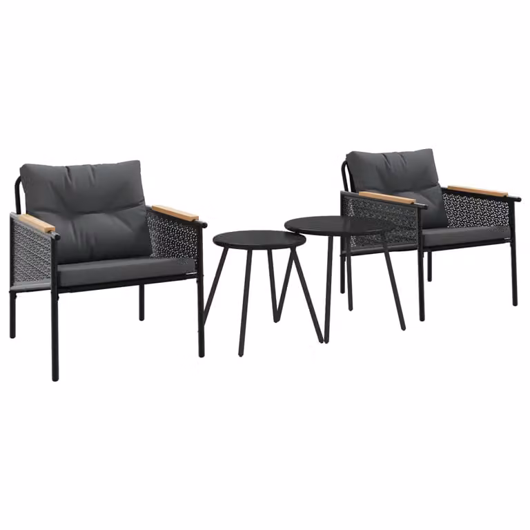 Set Mobili da Balcone 4 pz con Cuscini Nero in Acciaio