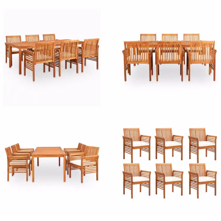 vidaXL Gruppo da pranzo da giardino 7 pezzi con cuscini in legno massiccio di acacia - Gruppo da pranzo - Gruppi da pranzo - Tavolo e sedie da pranzo - Tavoli e sedie da pranzo