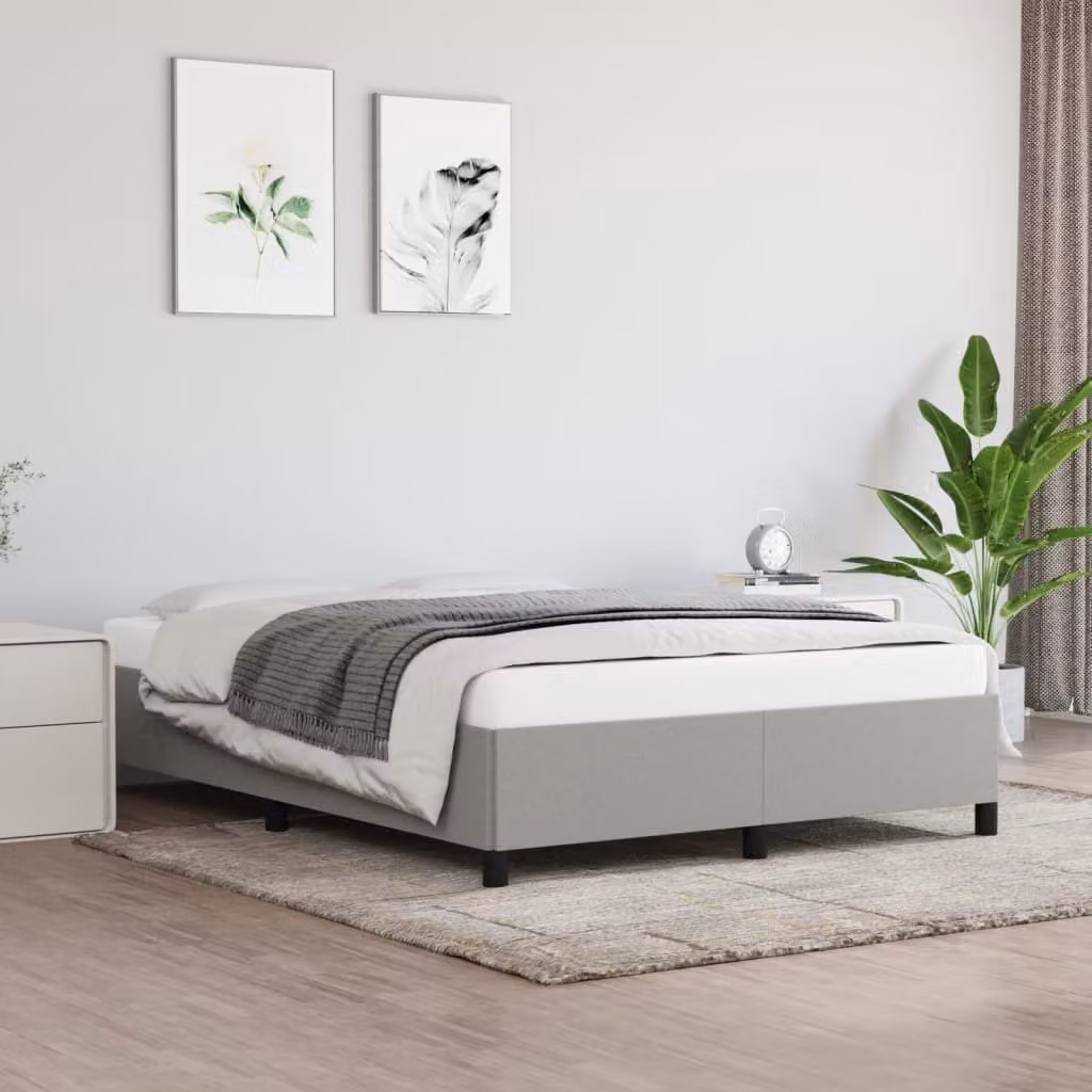 The Living Store Struttura letto grigio chiaro 140x190 cm in tessuto