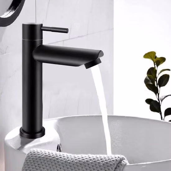 Miscelatore per lavabo Famanu con finitura opaca nera - Miscelatore per acqua fredda con cartuccia in Vetroceramica
