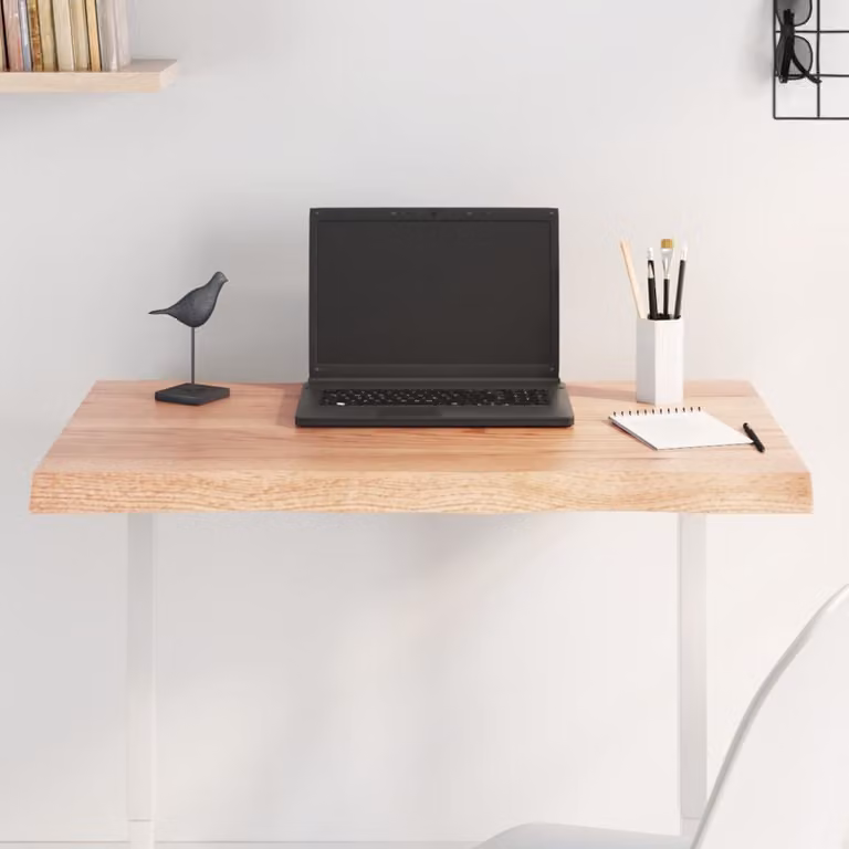 Piano Tavolo vidaXL in Rovere Non Trattato Marrone Chiaro L: 80 cm, P: 60 cm, H: 2-4 cm