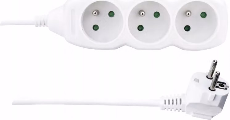 Cavo di prolunga - 3 prese, 3 m, 3×1,5 mm2, bianco 70268