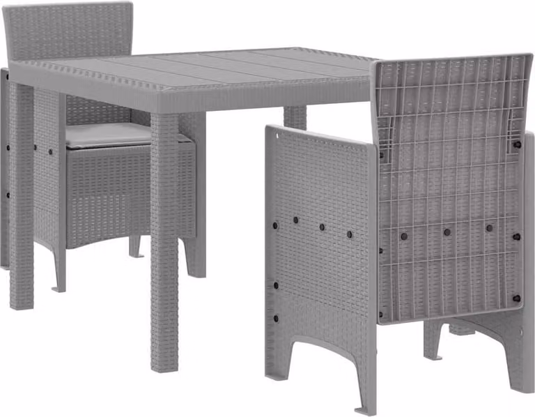 Set da Pranzo per Giardino 3 pcs Grigio chiaro Polipropilene