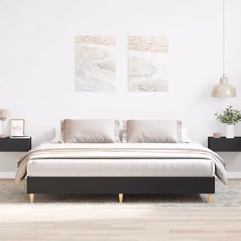 Giroletto vidaXL in legno multistrato nero con doghe fisse per adulti 200x200 cm