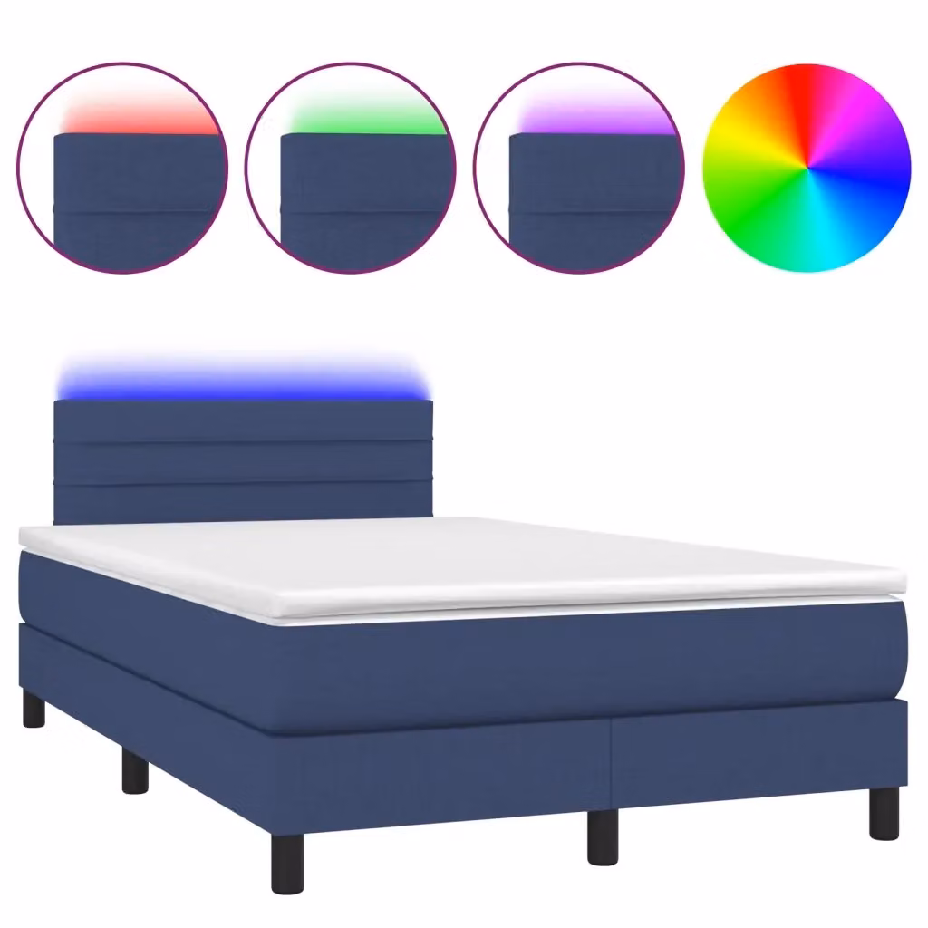Letto a Molle con Materasso Ibrido vidaXL in Tessuto con LED Blu e Porta USB L/P/H: 120 x 200 x 203 cm – 2