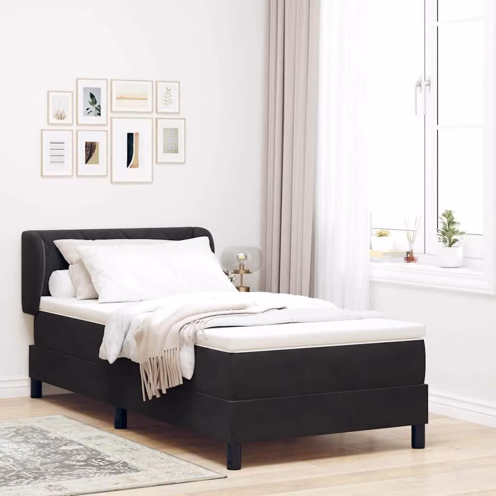 Maison Exclusive - Letto boxspring con testiera, nero, 100 x 200 cm, velluto