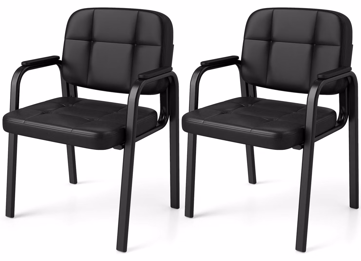 Set da 2 sedie per conferenze KOMFOTTEU, moderna sedia da ufficio, sedia imbottita per ospiti con schienale, braccioli e struttura in metallo, sedia per sala d'attesa, ideale per ufficio, conferenze, reception, studio