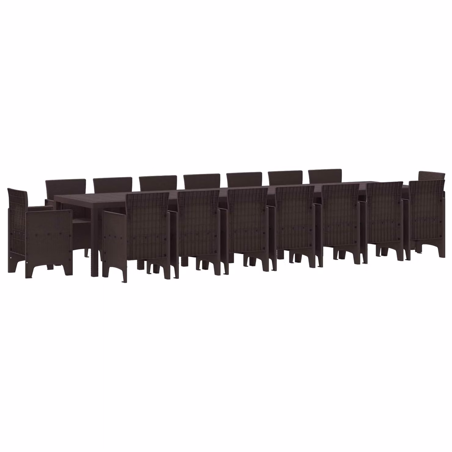 vidaXL Set da pranzo da giardino con cuscini 17 pz Marrone PP
