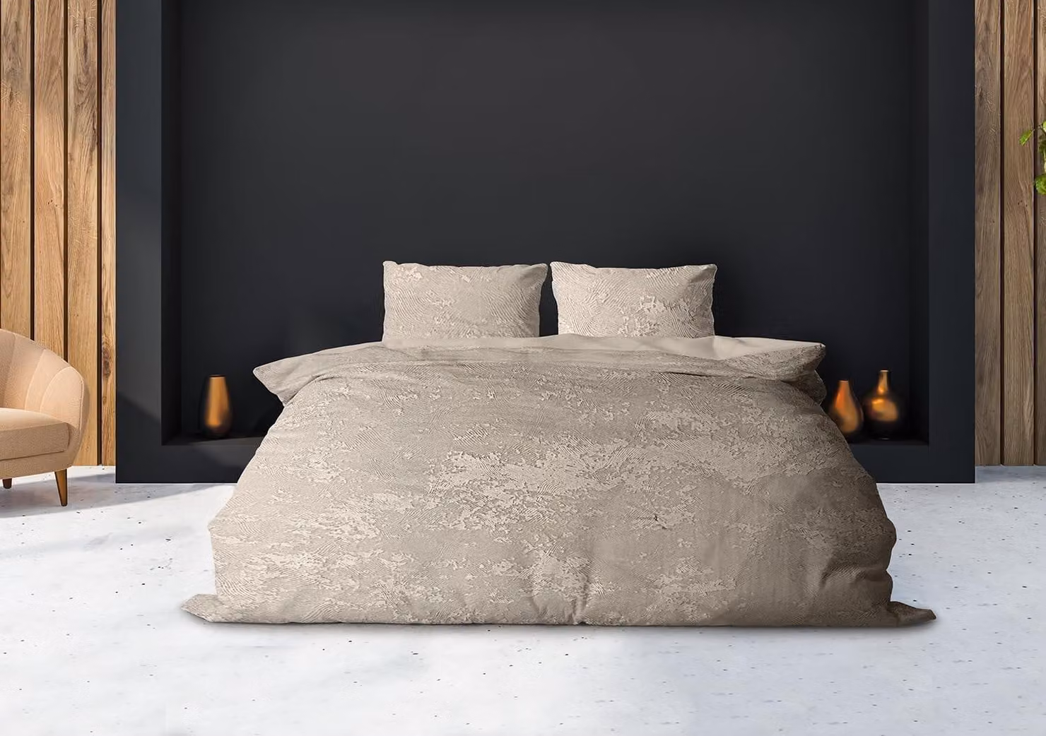Copertura per piumino 3D in velluto, motivo a onda - Beige, dimensioni 140x200/220 cm
