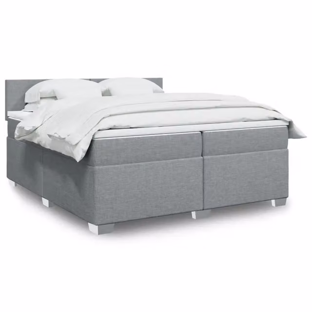 Letto Ibrido con Giroletto a Molle e Materasso vidaXL Grigio Chiaro e Bianco L/P: 200 x 200 cm