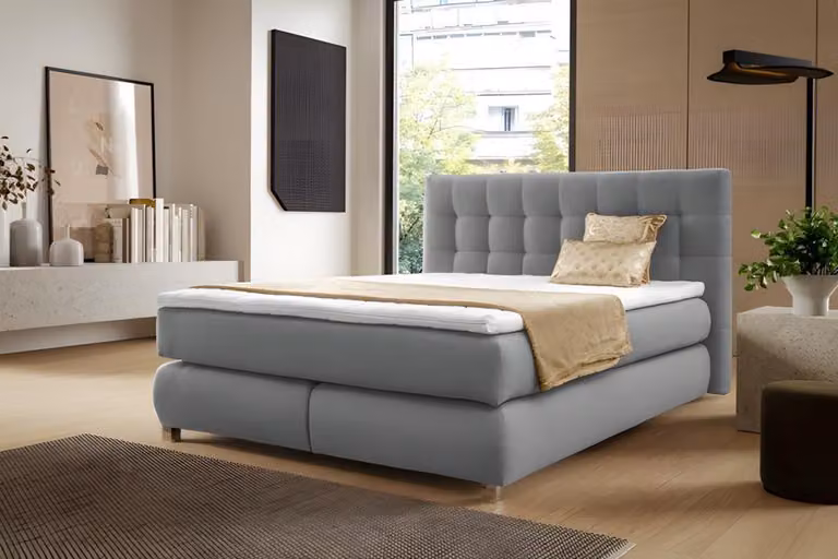 Bett Luxus Schlafzimmer Polster Design Stoff Betten Textil 160x200 Modern