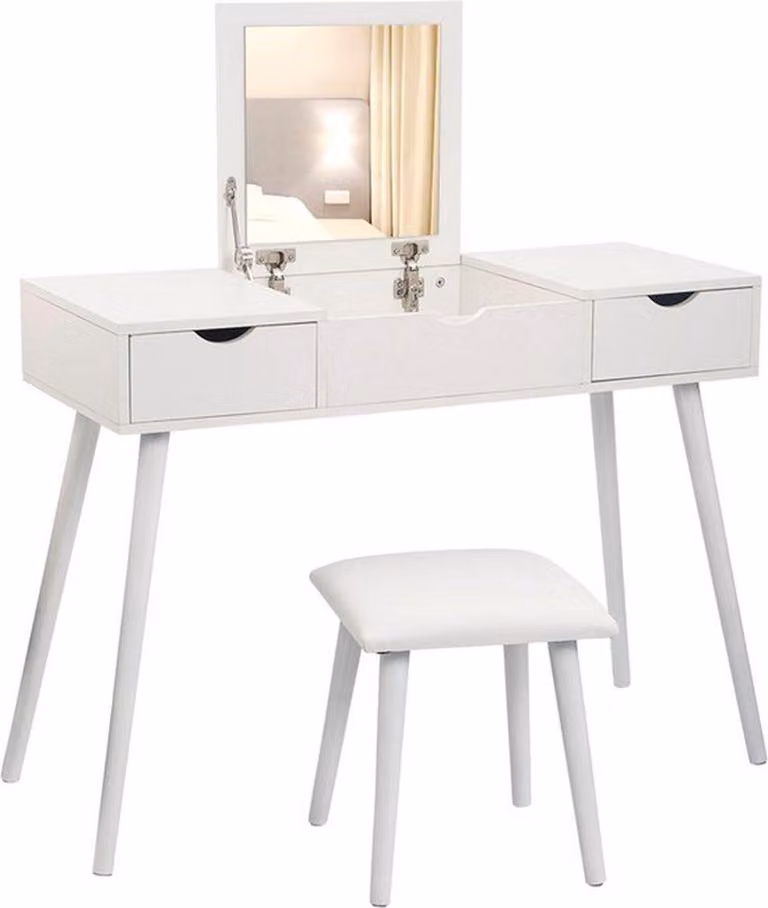 Tavolino da toilette Bolt Edge con specchio - Per bambini e adulti - Tavolino da toilette
