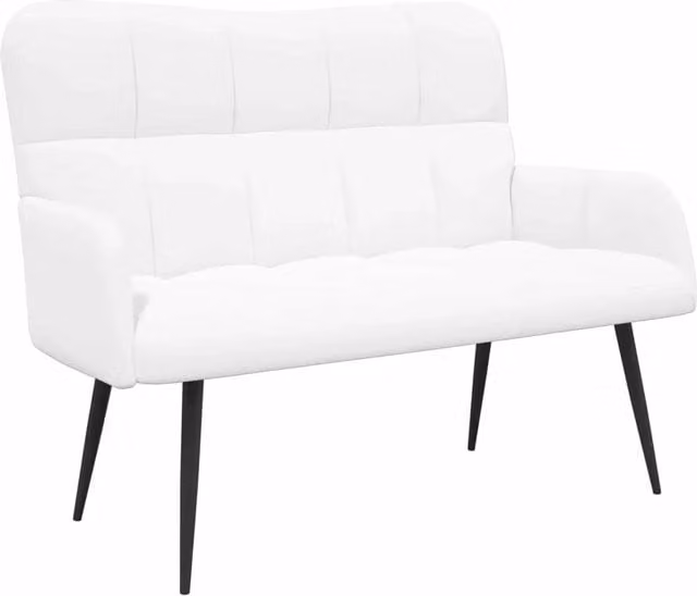 Divano a due posti moderno DESIGN IN per soggiorno o camera da letto in tessuto bianco e grigio, L: 115 cm, P: 61 cm, H: 87 cm