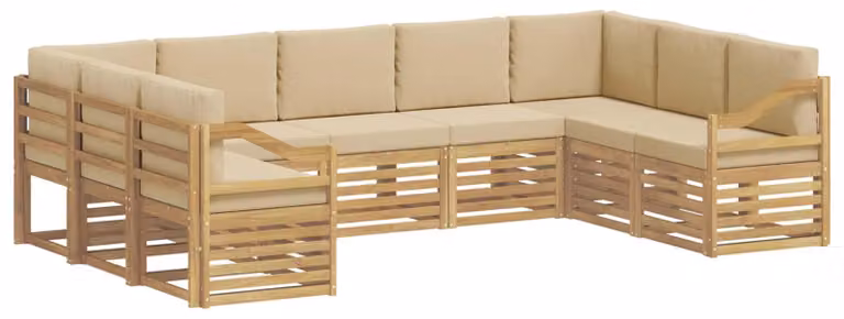Set divano sezionale 9 pcs Bianco e Beige 304 x 185,5 x 73 cm