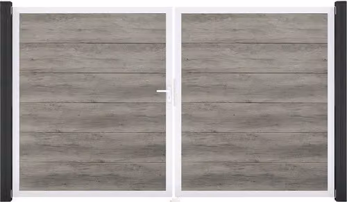 Cancello a innesto GroJa BasicLine a 2 ante 300x180 cm telaio in alluminio EV1 Monument Oak DIN sinistro