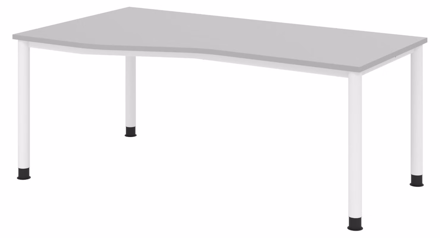 Scrivania bümö Serie H - Finitura: grigio, Dimensioni: 180 x 100 cm, Struttura: bianco