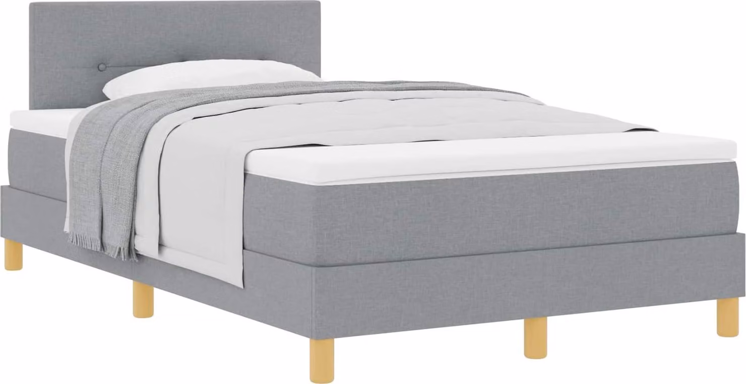 Letto a molle con materasso grigio chiaro 120 x 200 cm in tessuto