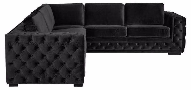Ecksofa Schwarz Wohnlandschaft Couch Eckgarnitur Polster Samt Stoff Möbel Design
