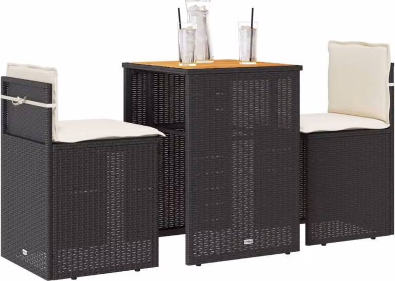Maison Exclusive - Set da bistrot 3 pezzi con cuscini Nero Poly Rattan